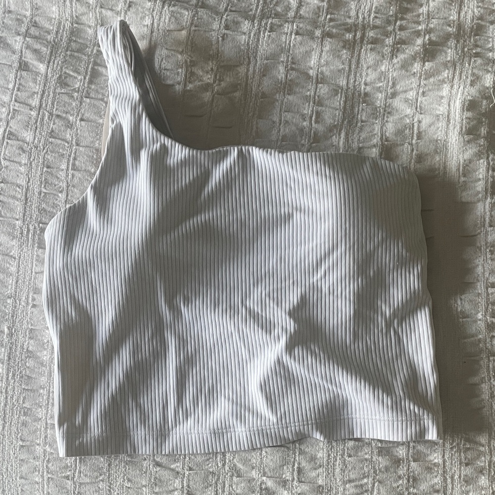 Lululemon, size 4, White Ribbed One-Shoulder Top